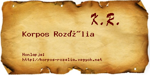 Korpos Rozália névjegykártya